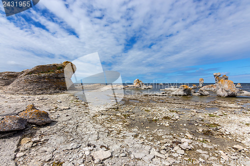 Image of Rocky coast with limestone cliffs in Sweden