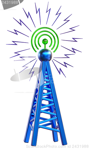 Image of digital transmitter sends signals from high tower