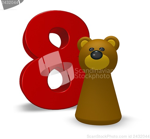 Image of number eight and bear