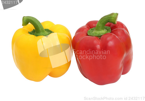 Image of Red and yellow sweet  bell pepper isolated on white background