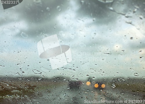 Image of Water drops on a car window