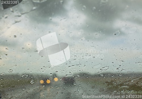 Image of Water drops on a car window