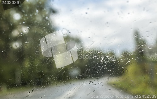 Image of Water drops on a car window