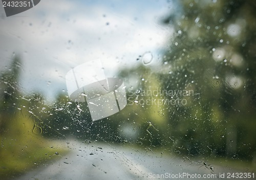 Image of Water drops on a car window