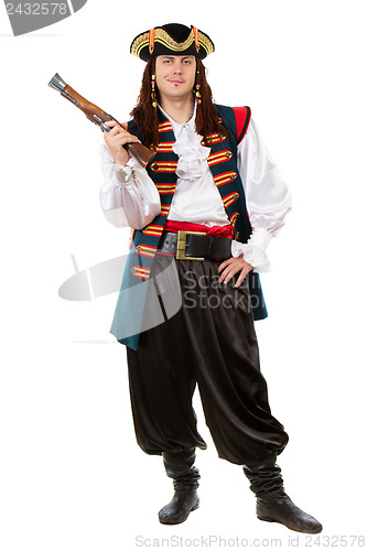 Image of Young man in pirate costume