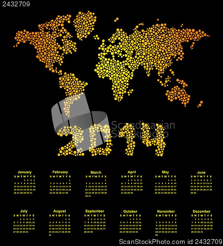 Image of 2014 calendar world map