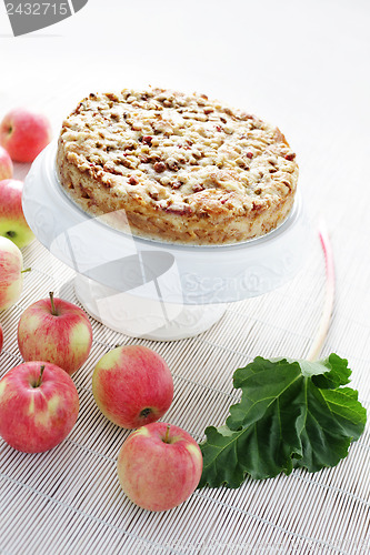 Image of apple cake with rhubarb