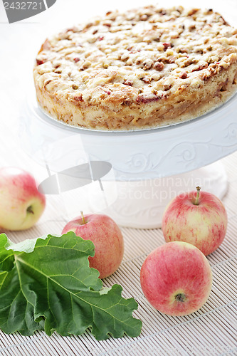 Image of apple cake with rhubarb