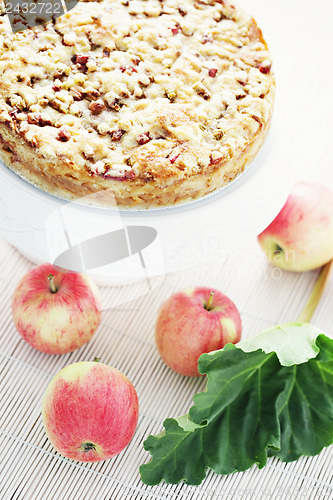 Image of apple cake with rhubarb