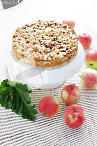 Image of apple cake with rhubarb