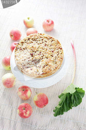 Image of apple cake with rhubarb