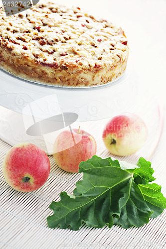 Image of apple cake with rhubarb