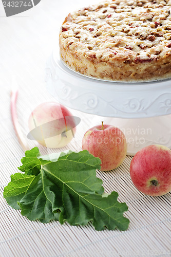 Image of apple cake with rhubarb