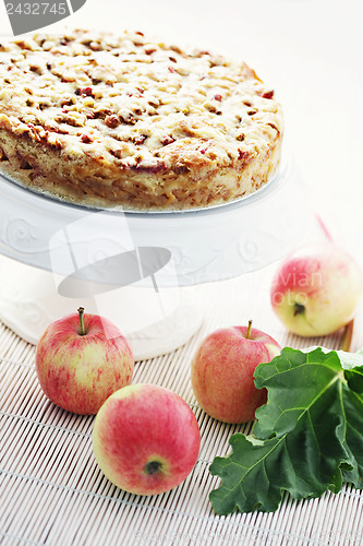 Image of apple cake with rhubarb