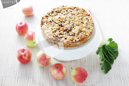 Image of apple cake with rhubarb