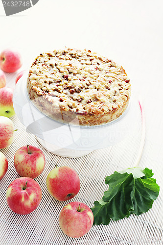 Image of apple cake with rhubarb