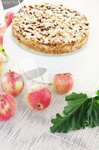 Image of apple cake with rhubarb