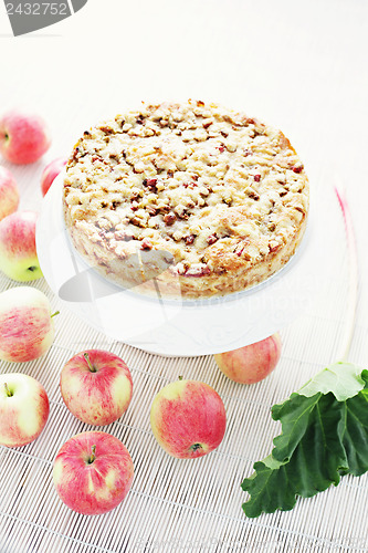 Image of apple cake with rhubarb