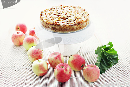 Image of apple cake with rhubarb