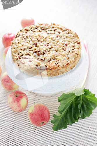Image of apple cake with rhubarb