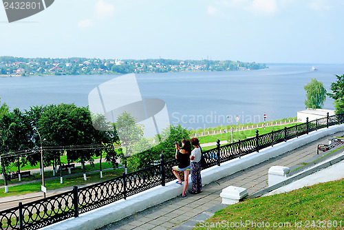 Image of Golden Ring of Russia. View of the Volga River in summer from the territory of Kostroma Kremlin