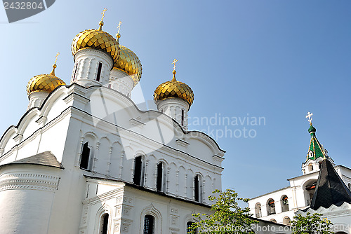 Image of Golden Ring of Russia. Trinity (Troitsky) Cathedral and the belfry in the Ipatievsky (Ipatiev) Monastery in Kostroma 