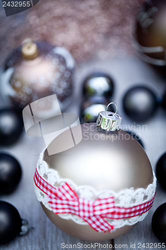 Image of festive glitter christmas decoration bauble seasonal