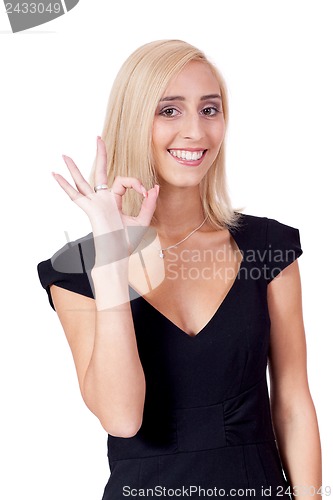 Image of young attractive smiling business woman isolated