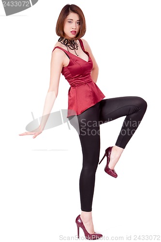Image of elegant young asian woman posing isolated
