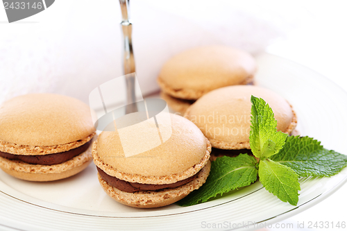 Image of Macaroons filled with chocolate and mint.