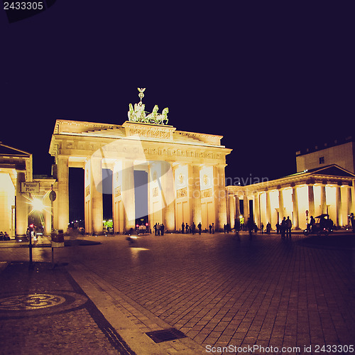 Image of Retro look Brandenburger Tor Berlin at night