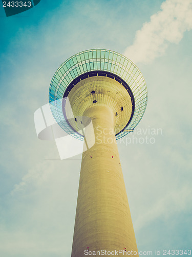 Image of Retro look Duesseldorf Rheinturm, Germany