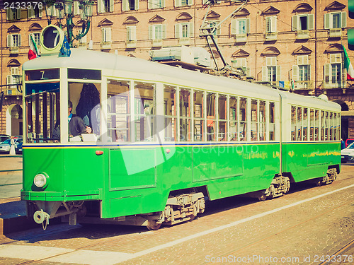 Image of Retro look Old tram in Turin