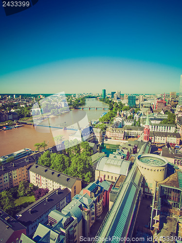 Image of Retro look Aerial view of Frankfurt