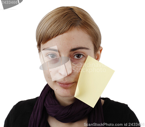 Image of Woman and post it