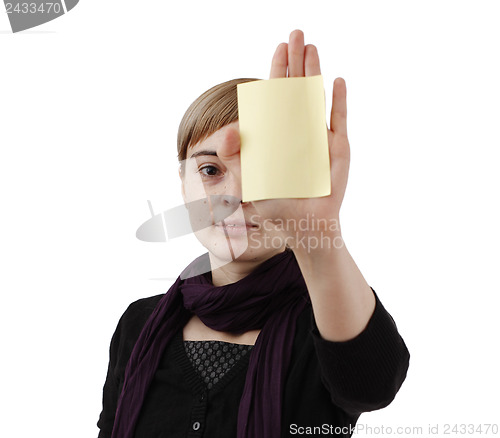 Image of Woman and post it