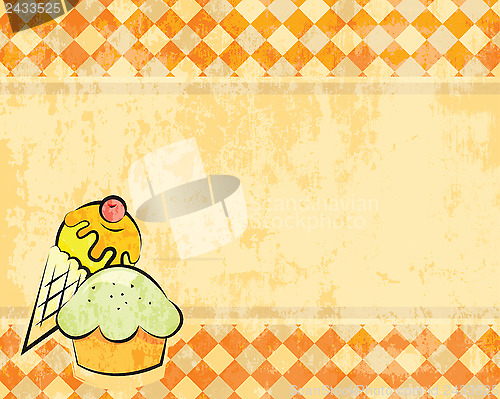 Image of Vector grunge checkered background with dessert