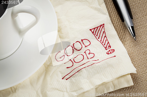 Image of good job on a napkin