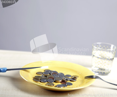 Image of Euro coins in a plate