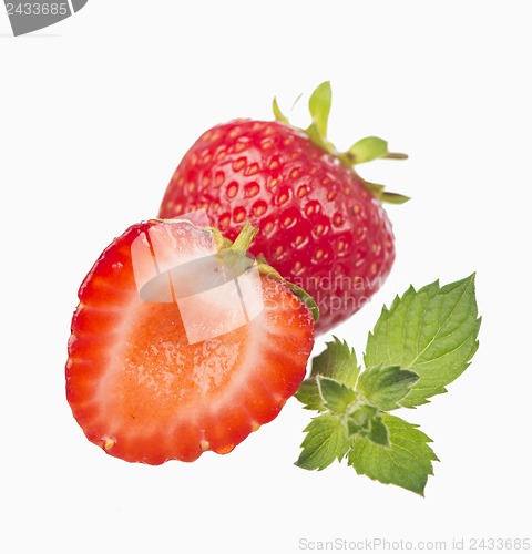 Image of Fresh strawberry, mint sheets