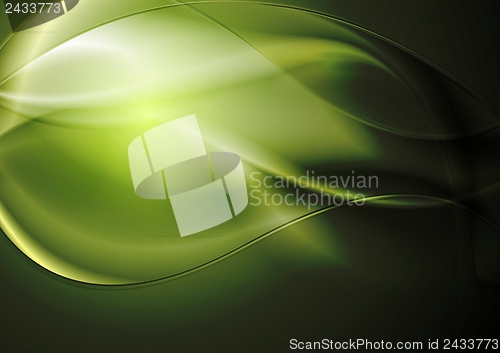Image of Green vector waves background