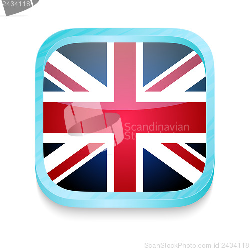 Image of Smart phone button with United Kingdom flag