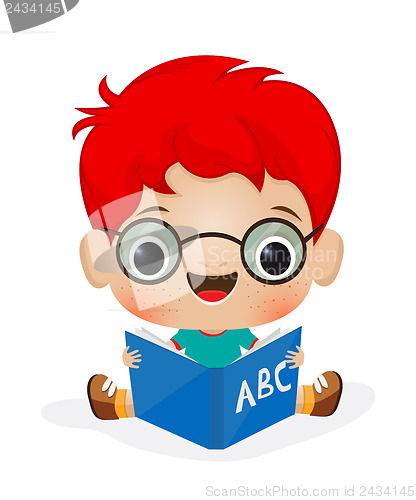 Image of School boy reading