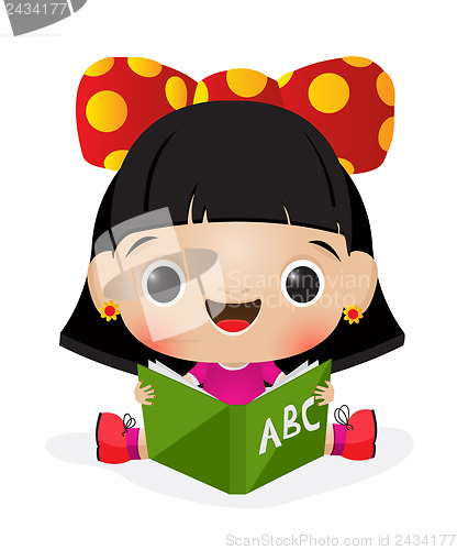 Image of School girl reading