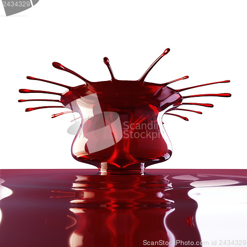 Image of Splash and splatter of cherry juice or wine isolated
