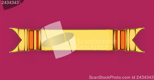 Image of Golden blank ribbon with ripples useful as badge or emblem 