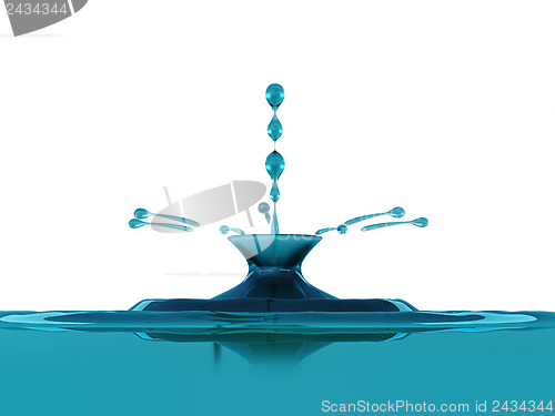 Image of Splash and splatter of blue fluid with droplets