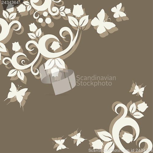 Image of vintage ornament with floral elements for invitation or greeting card