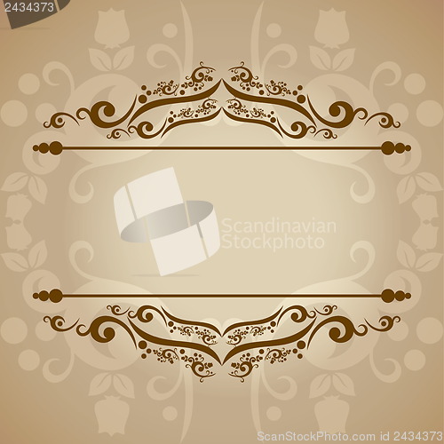 Image of vintage ornament with floral elements for invitation or greeting card