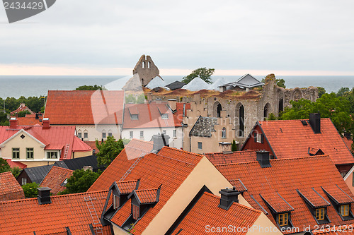 Image of Rooftops and ruins of a medieval church